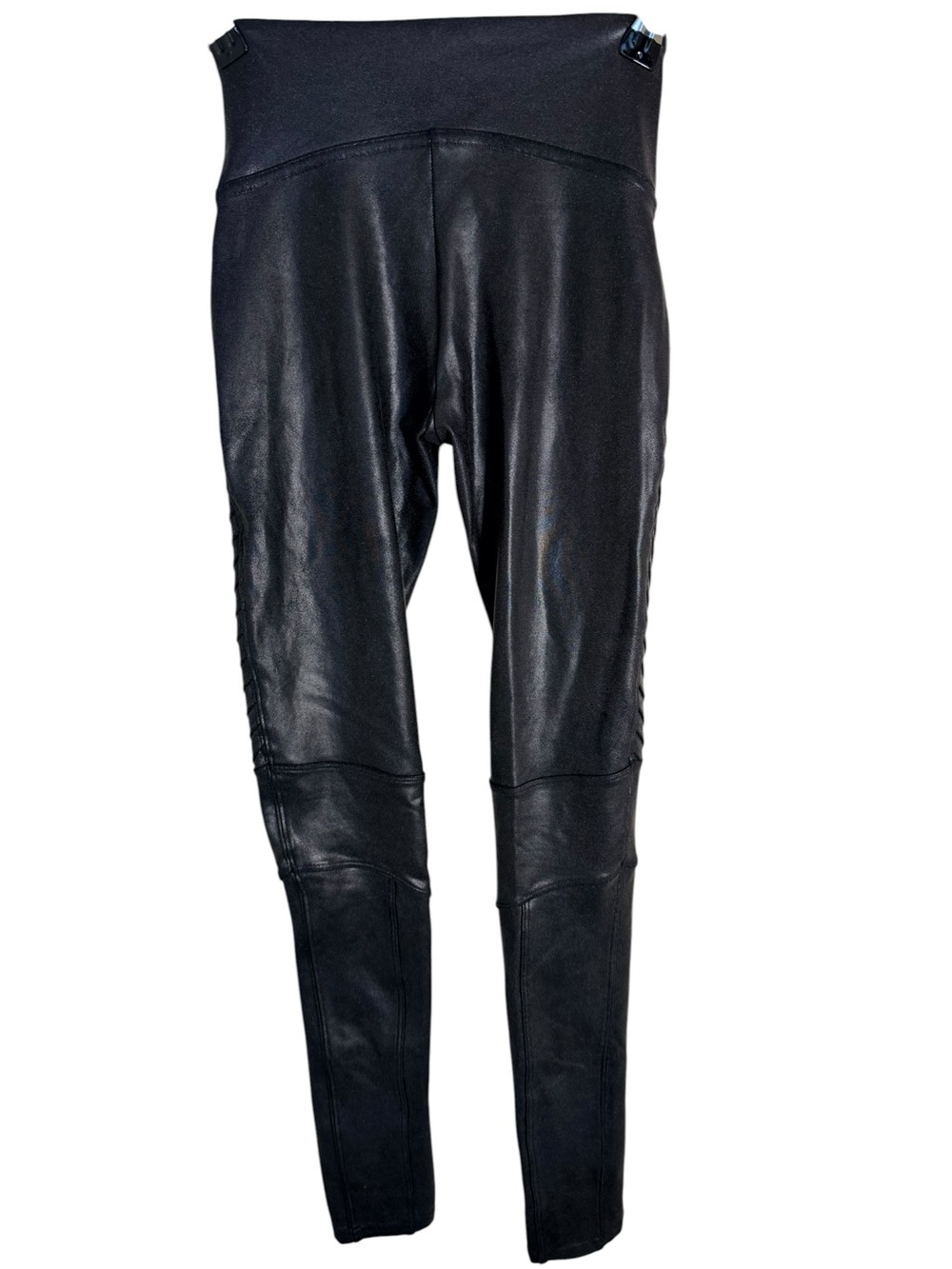 SPANX Faux Leather Moto Leggings Black High Rise XS Sculpting - Picture 4 of 8